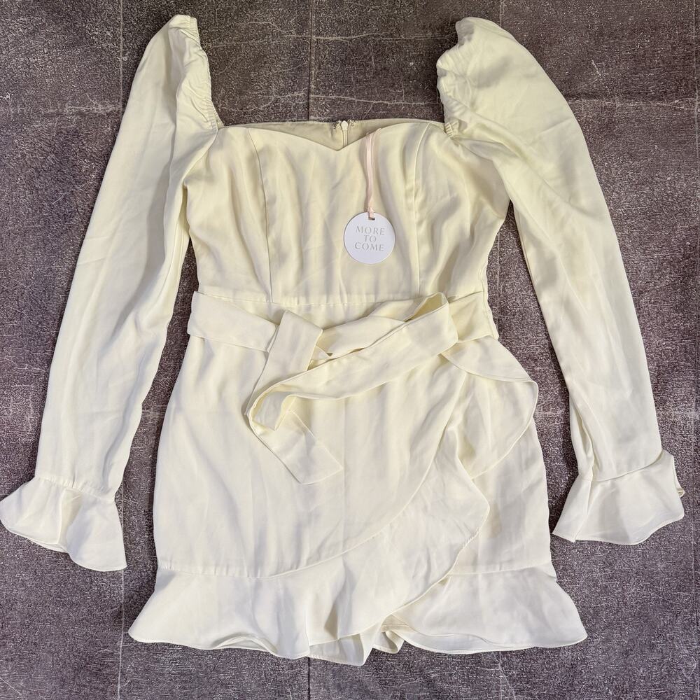 NWT Women's Revolve More To Come Fenne Off White Ruffle Belted Mini Dress Sz M